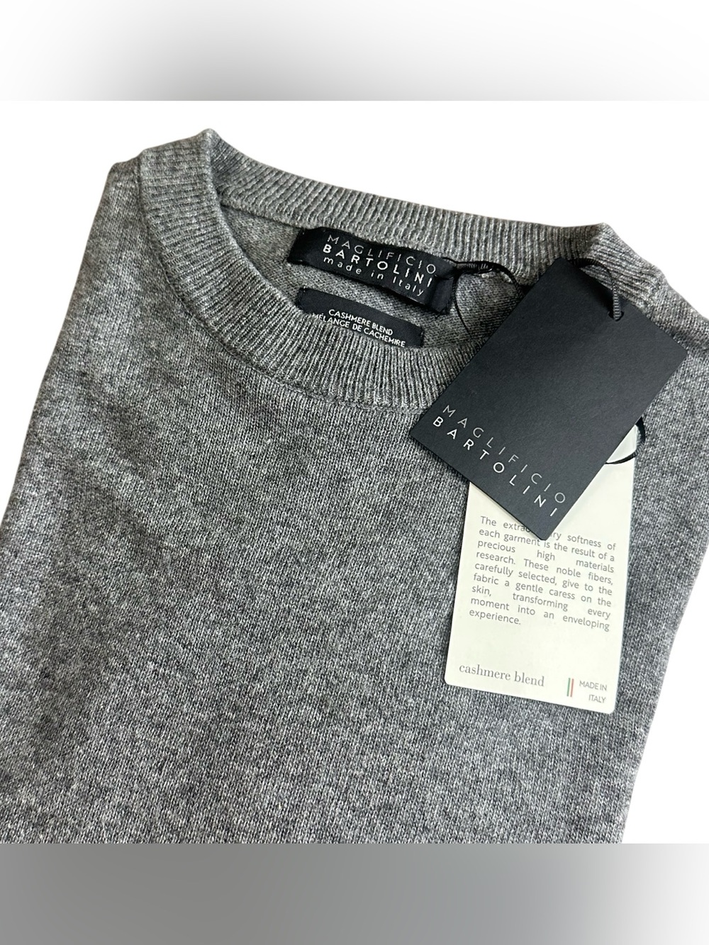 Maglificio Bartolini Cashmere Blend Sweater NWT Made In Italy Gray Crewneck